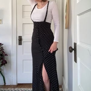 Polka dot high wasted maxi skirt with suspender straps